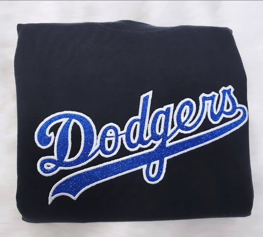 Glitter Dodgers embroidery/vinyl crewneck