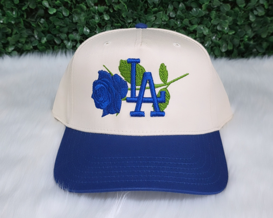 Bleed Blue LA with rose embroidered cap